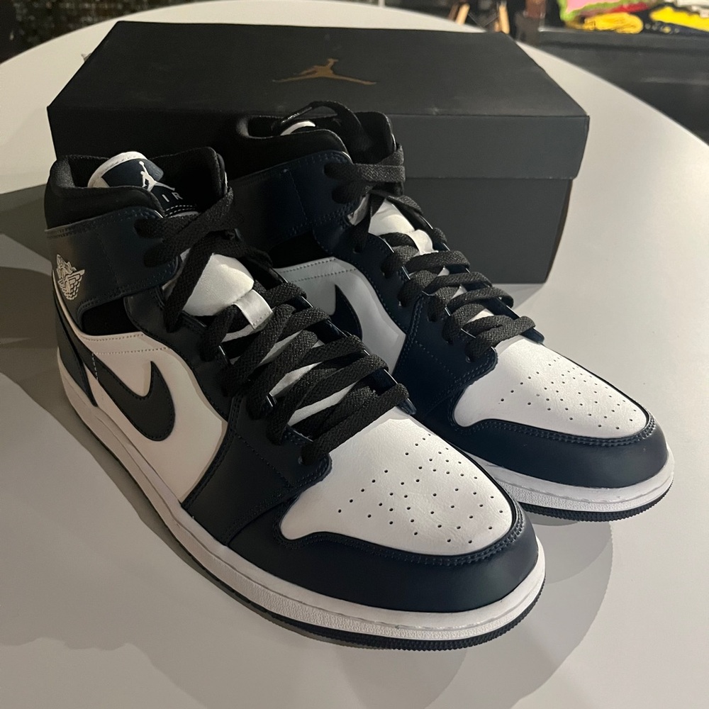 Jordan 1 Men’s Royal Navy and Black Sneakers